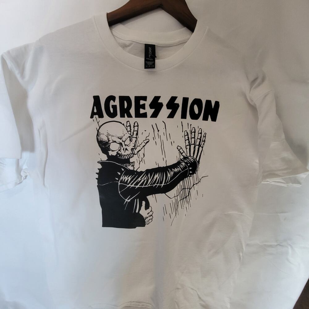 Agression band t shirt  size Large White